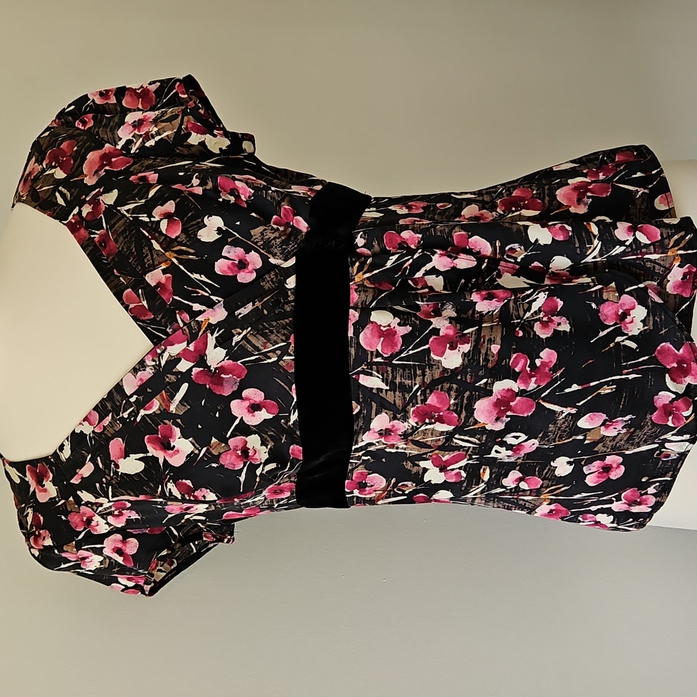 Ann Taylor Silk Wrap Floral Blouse Velvet Y2K Fairy Whimsigoth Size 4